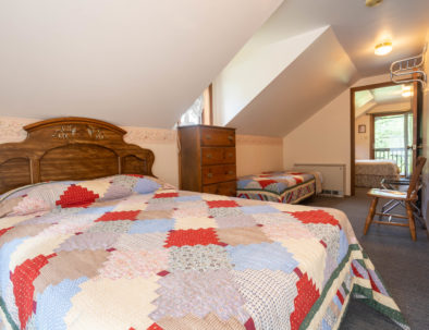 Loft bedroom with quilts